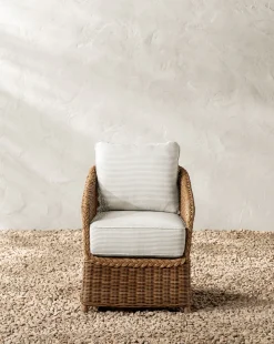 Haviland Outdoor Dining Chair with Perennials Taupe Stripe