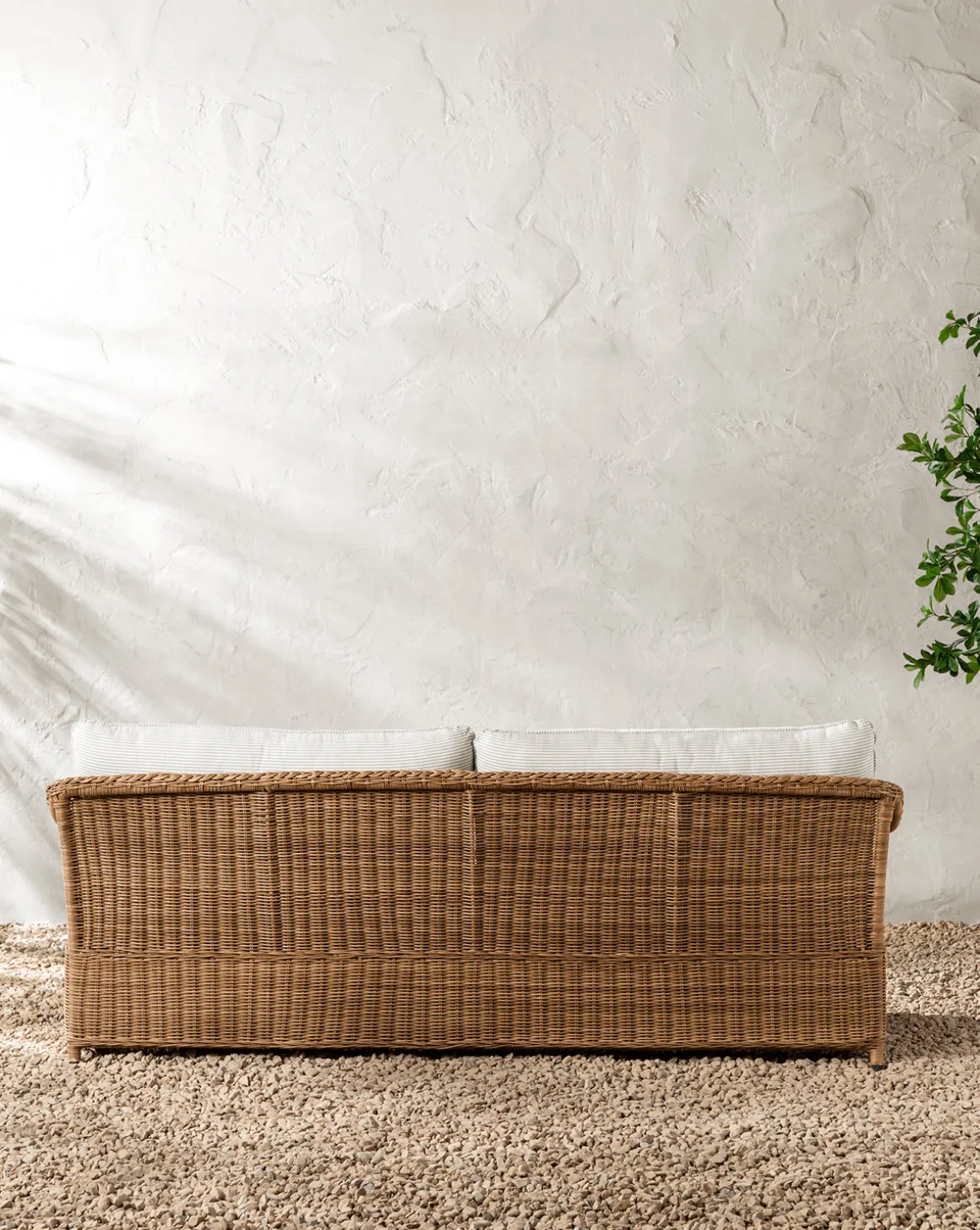 Haviland Outdoor Sofa with Perennials Taupe Stripe 88"