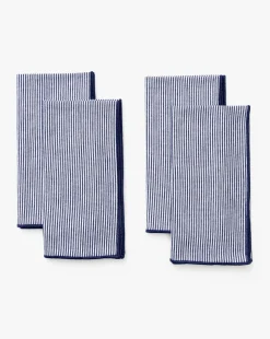Navy Striped Napkins (Set of 4)